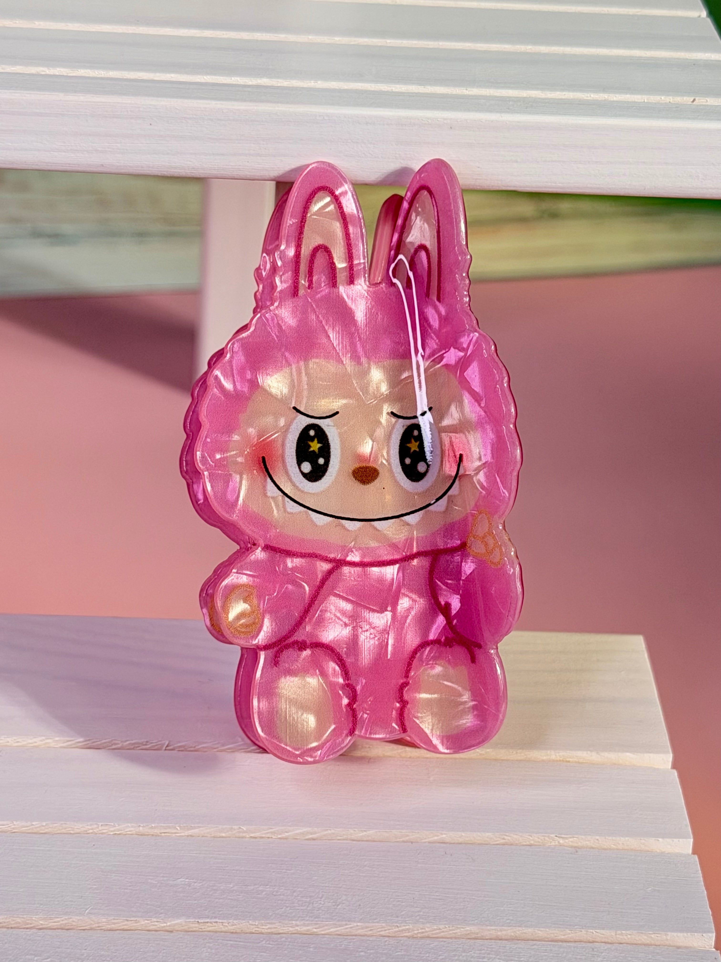 LAbubu Bunny Hair Claw – Kawaii Acrylic Clip, Seated Design