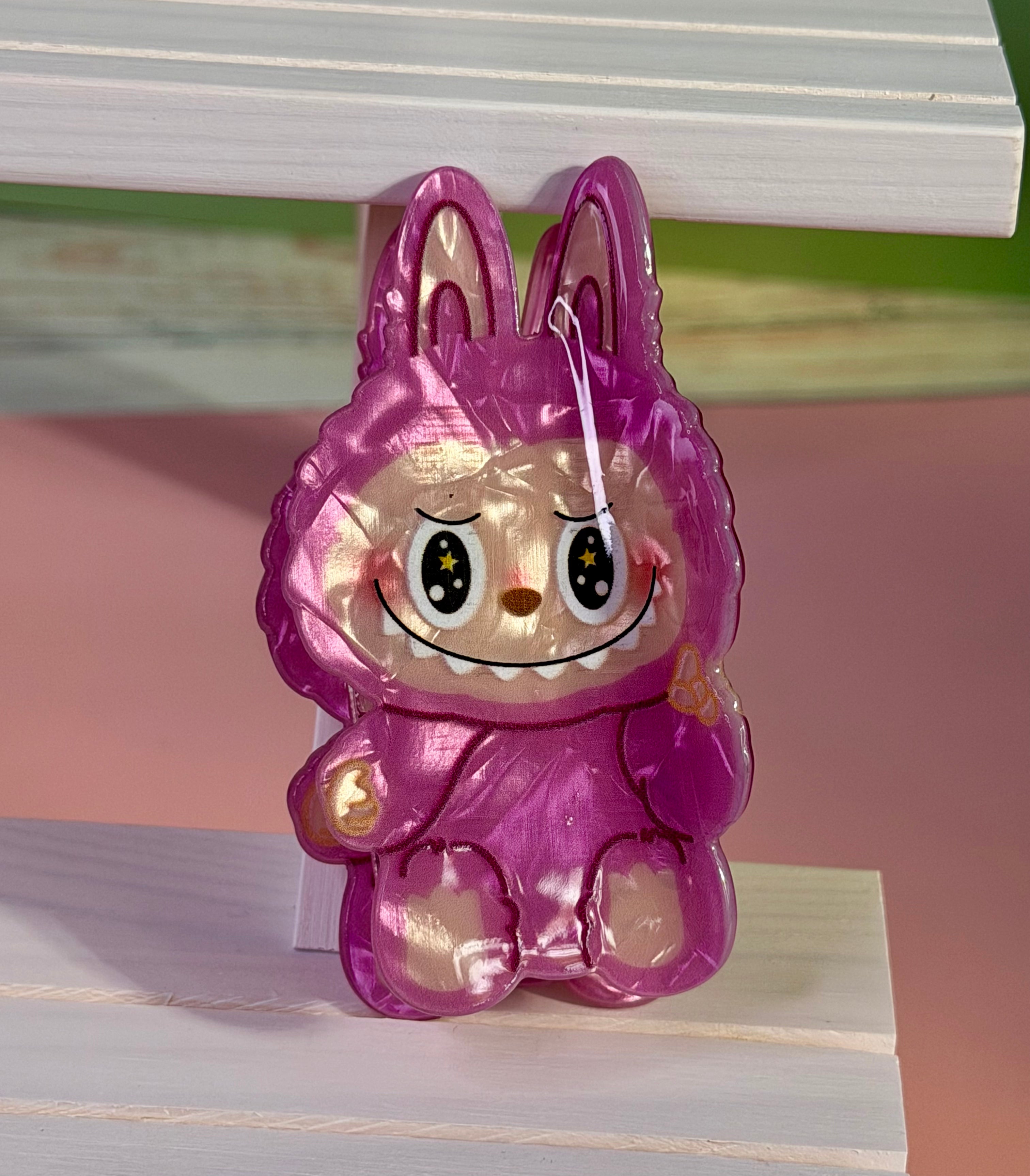 LAbubu Bunny Hair Claw – Kawaii Acrylic Clip, Seated Design