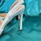 White Rhinestone Crystal Buckle Slingback Pumps Dress shoes 4.5" Heel