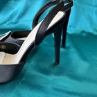 Rhinestone Crystal Buckle BLACK Slingback Pumps Dress shoes US8