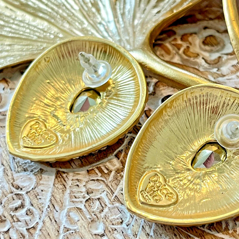 Victoria Gold Plated Crystal Earring Silver Post Green/Gold VIRA