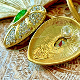 Victoria Gold Plated Crystal Earring Silver Post Green/Gold VIRA