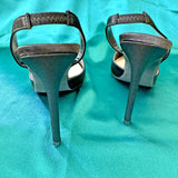 Rhinestone Crystal Buckle BLACK Slingback Pumps Dress shoes US8